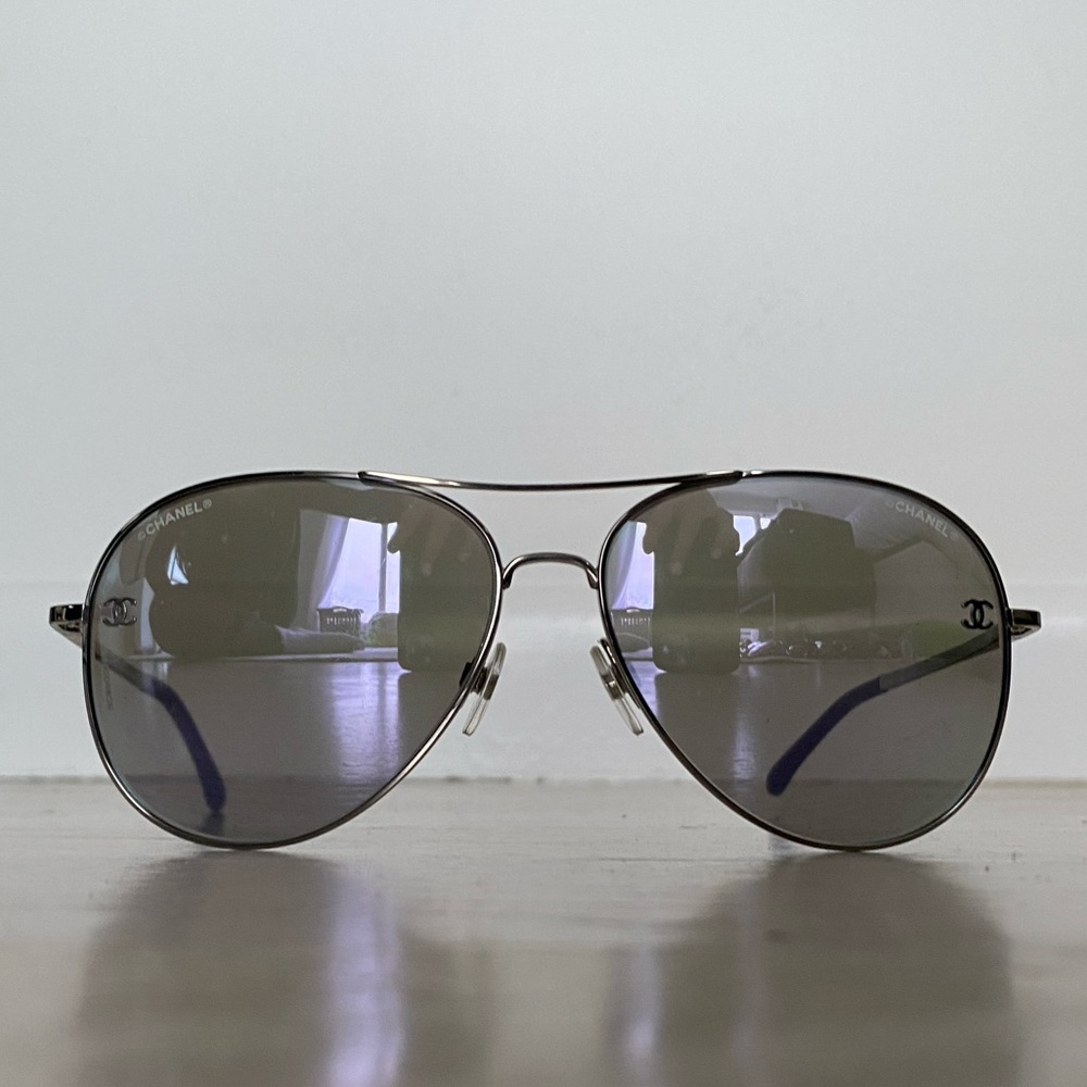 CHANEL - purple aviator pilot sunglasses